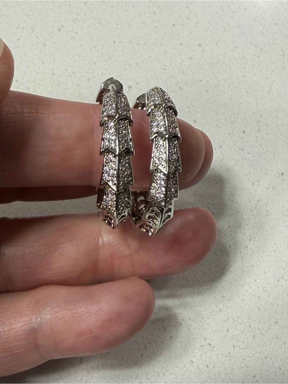 RecGirl1013 Gold and Mixed Metal Medium Hoop Earrings with CZ Stones